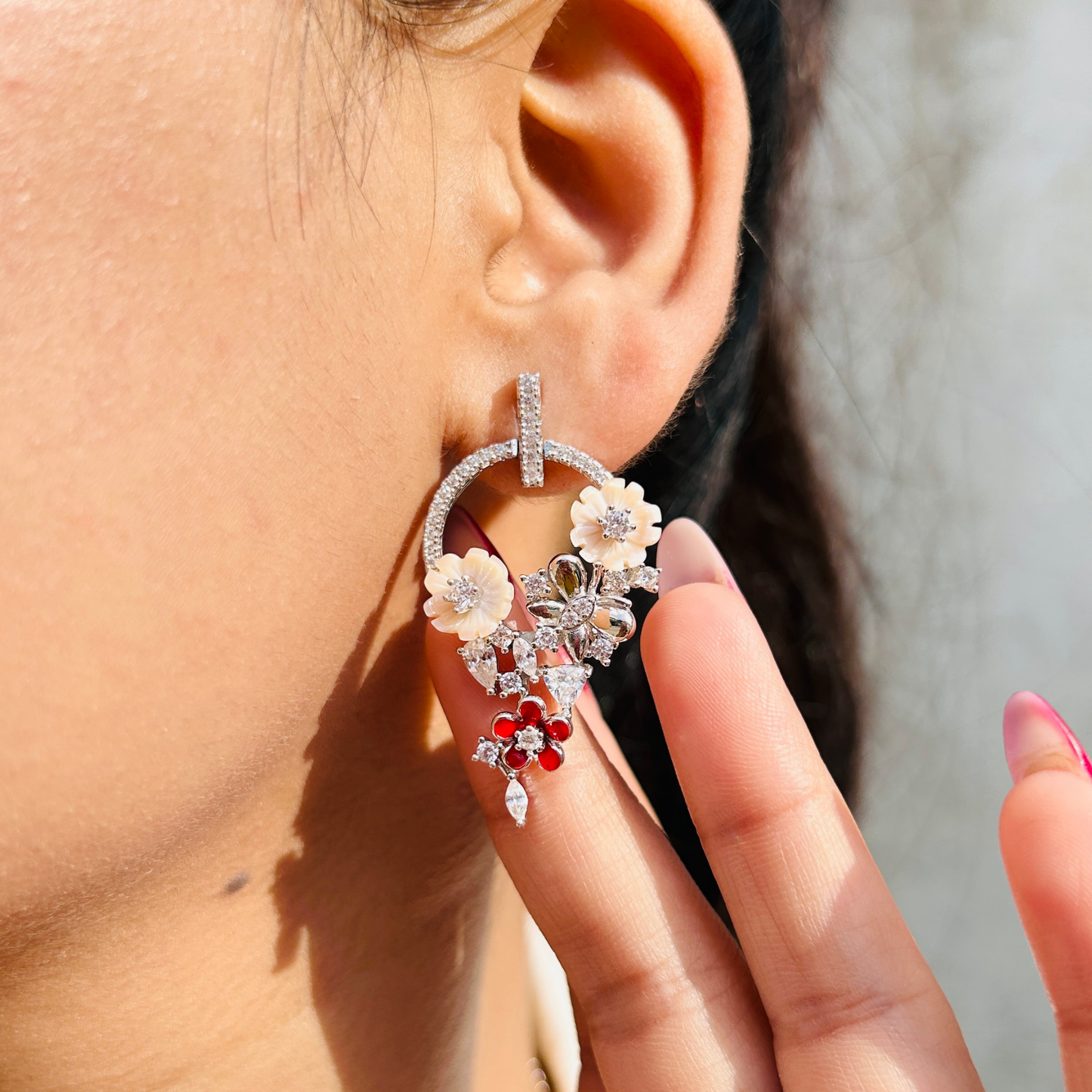 Ariva Silver Garden Charm Hoop Earrings Ariva