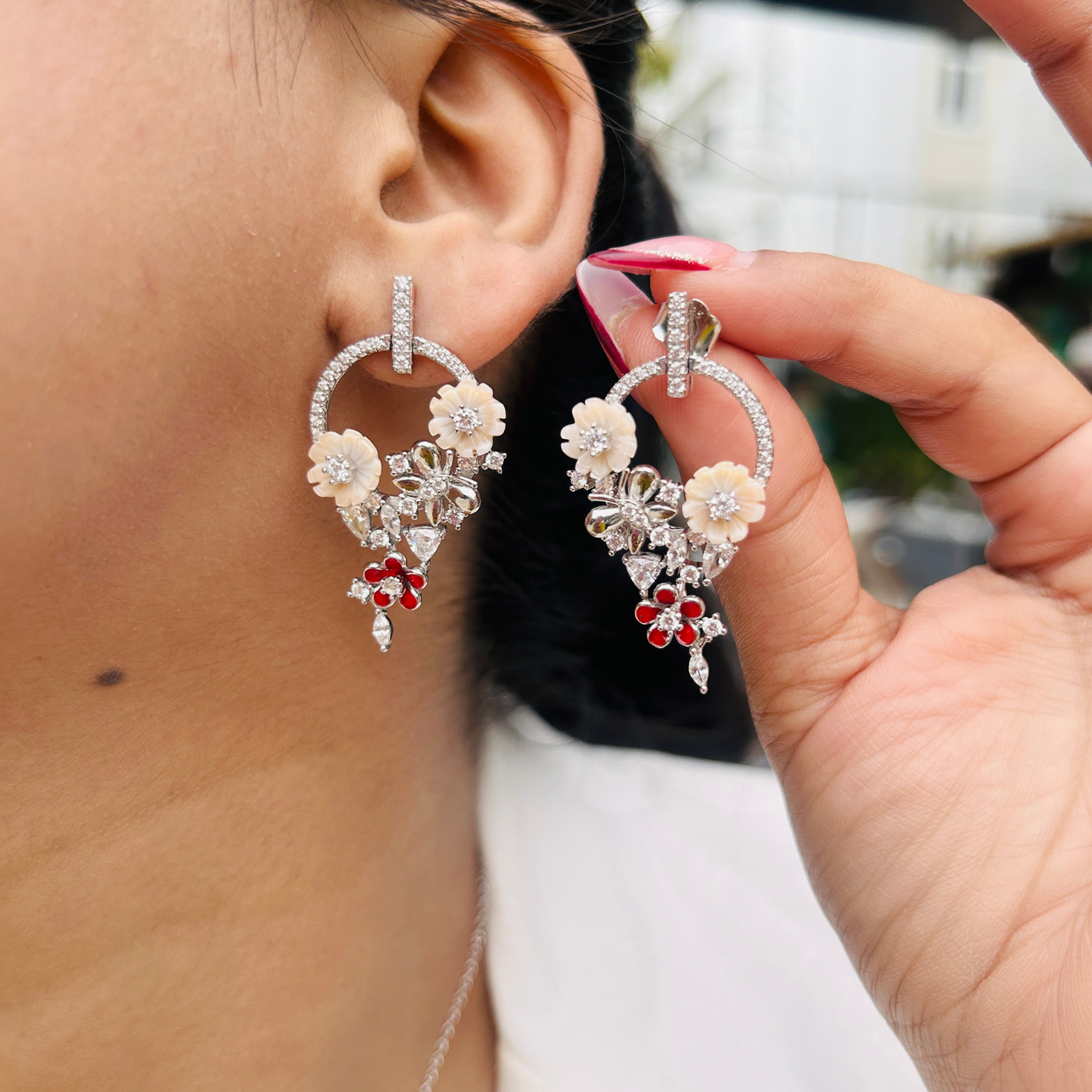 Ariva Silver Garden Charm Hoop Earrings Ariva