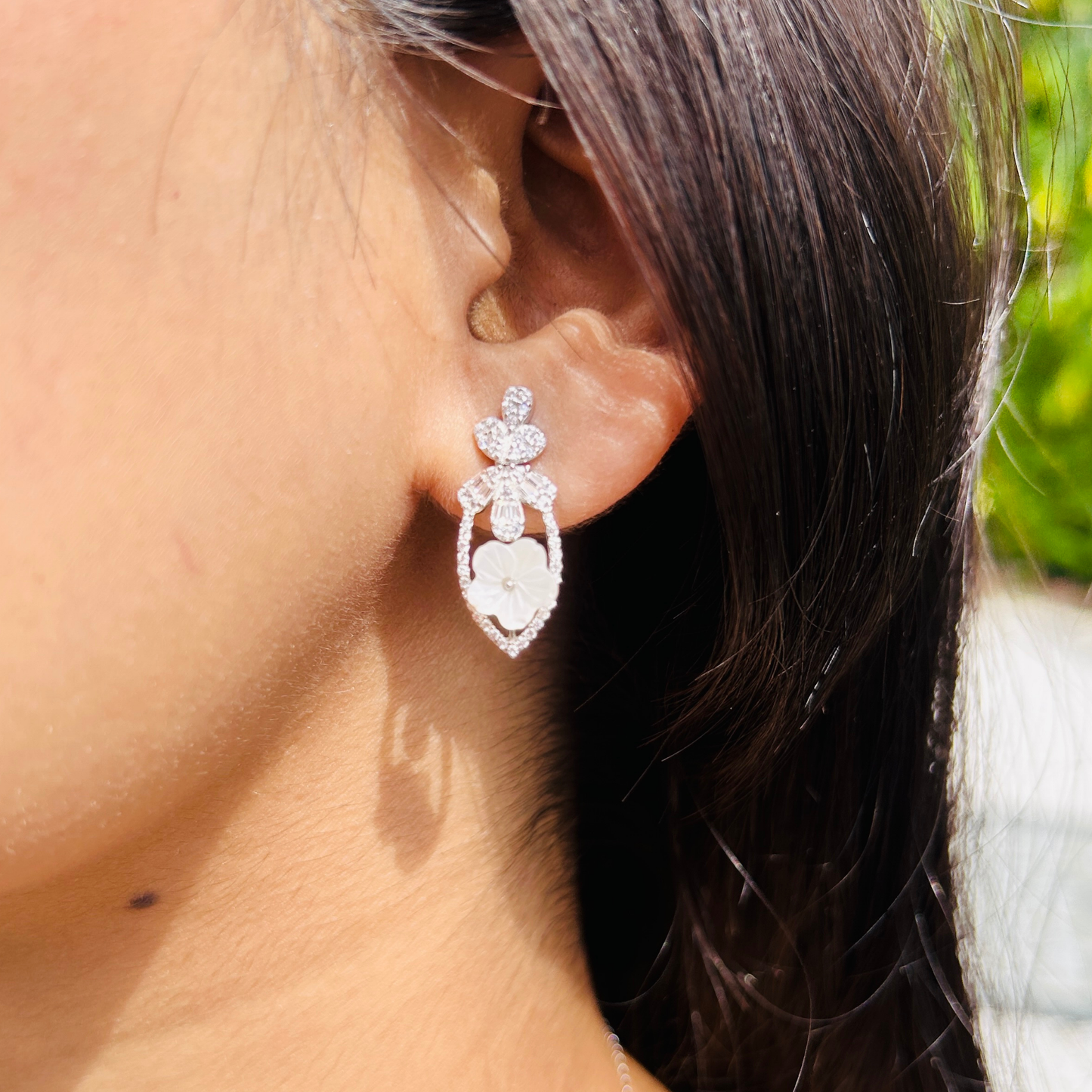 Ariva Silver Blossom Teardrop Earrings Ariva