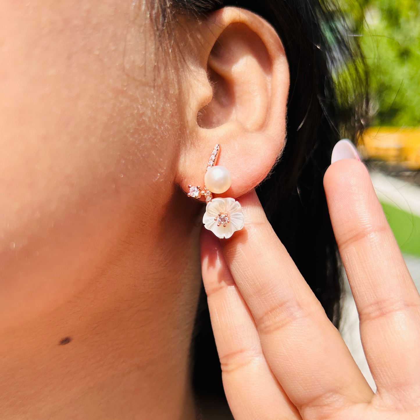Ariva Silver Rose Gold Blossom Stud Earrings Ariva