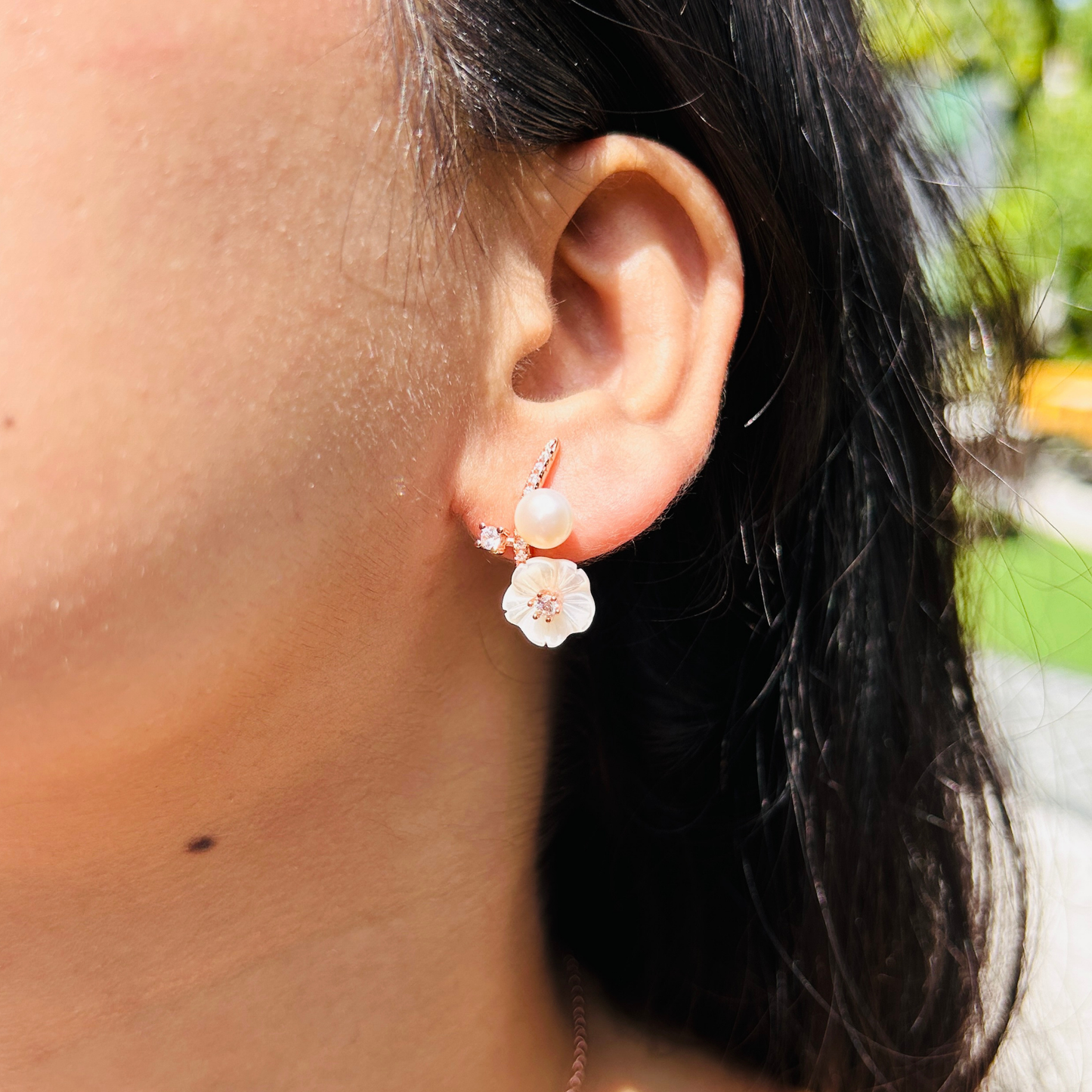 Ariva Silver Rose Gold Blossom Stud Earrings Ariva