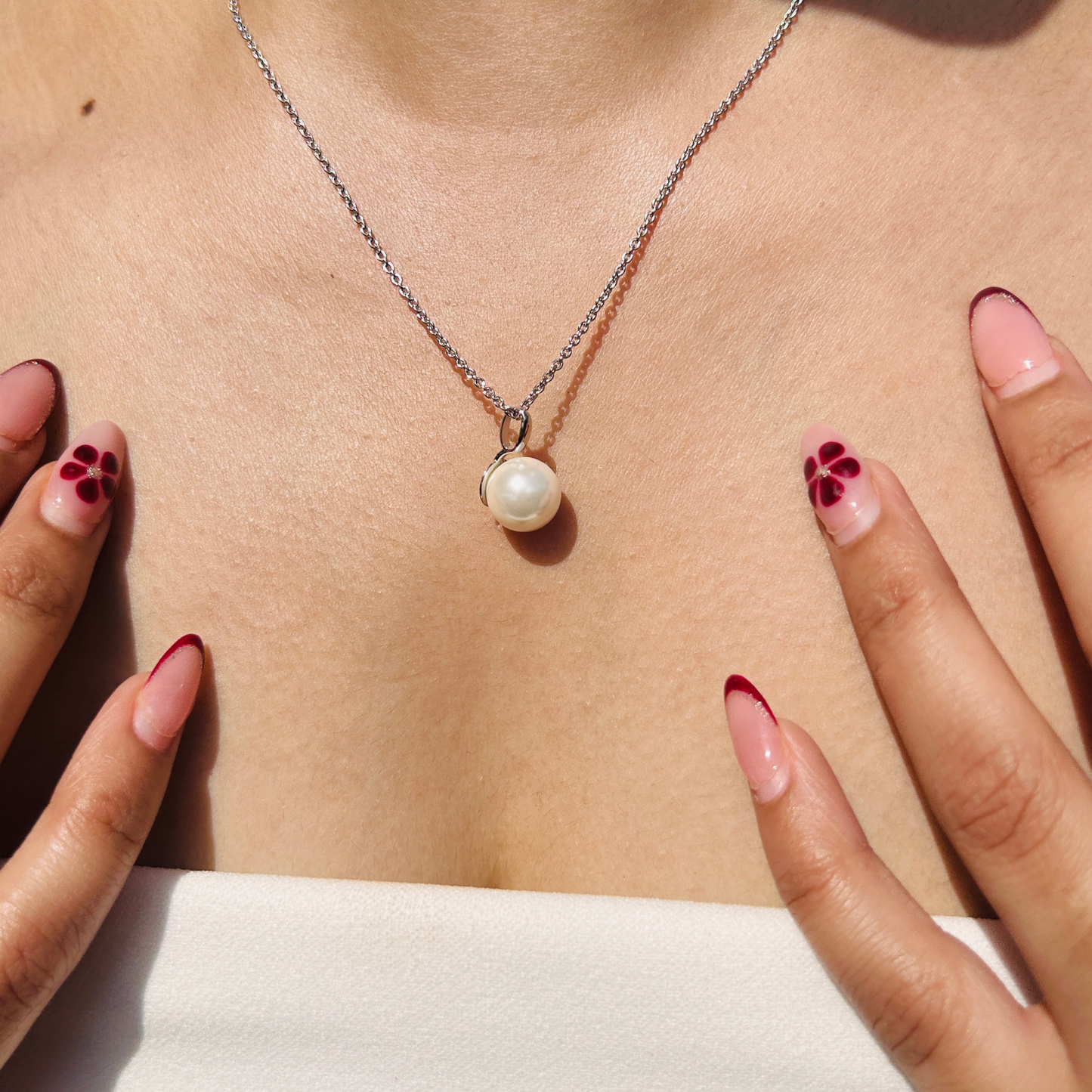 Ariva Silver Classic Pearl Pendant Necklace Ariva