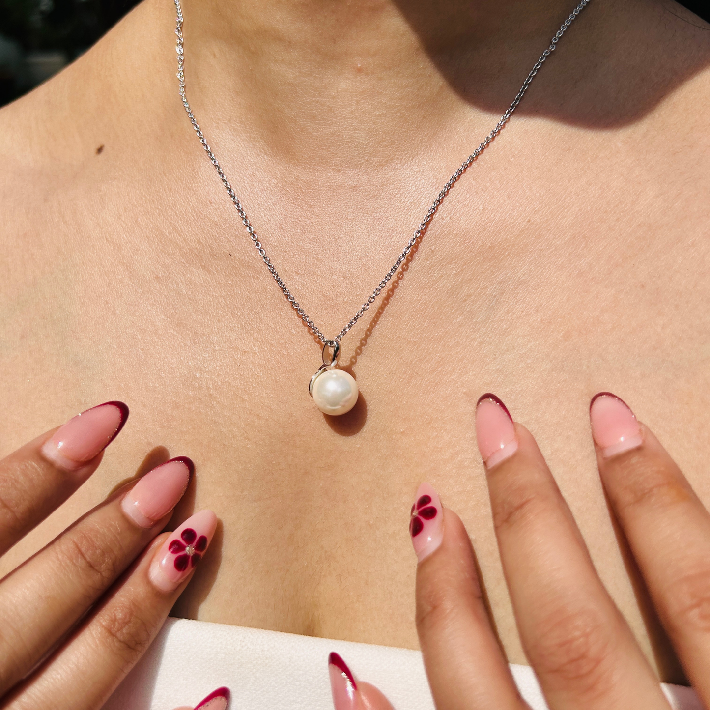 Ariva Silver Classic Pearl Pendant Necklace Ariva