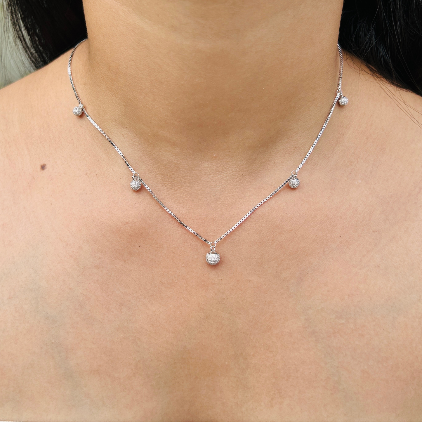 Ariva Silver Sparkle Drop Necklace Set Ariva