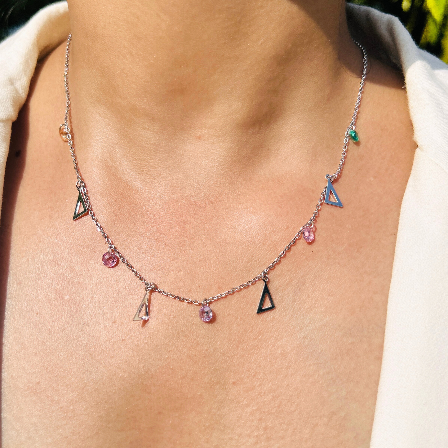Ariva Silver Prism Charm Necklace Ariva