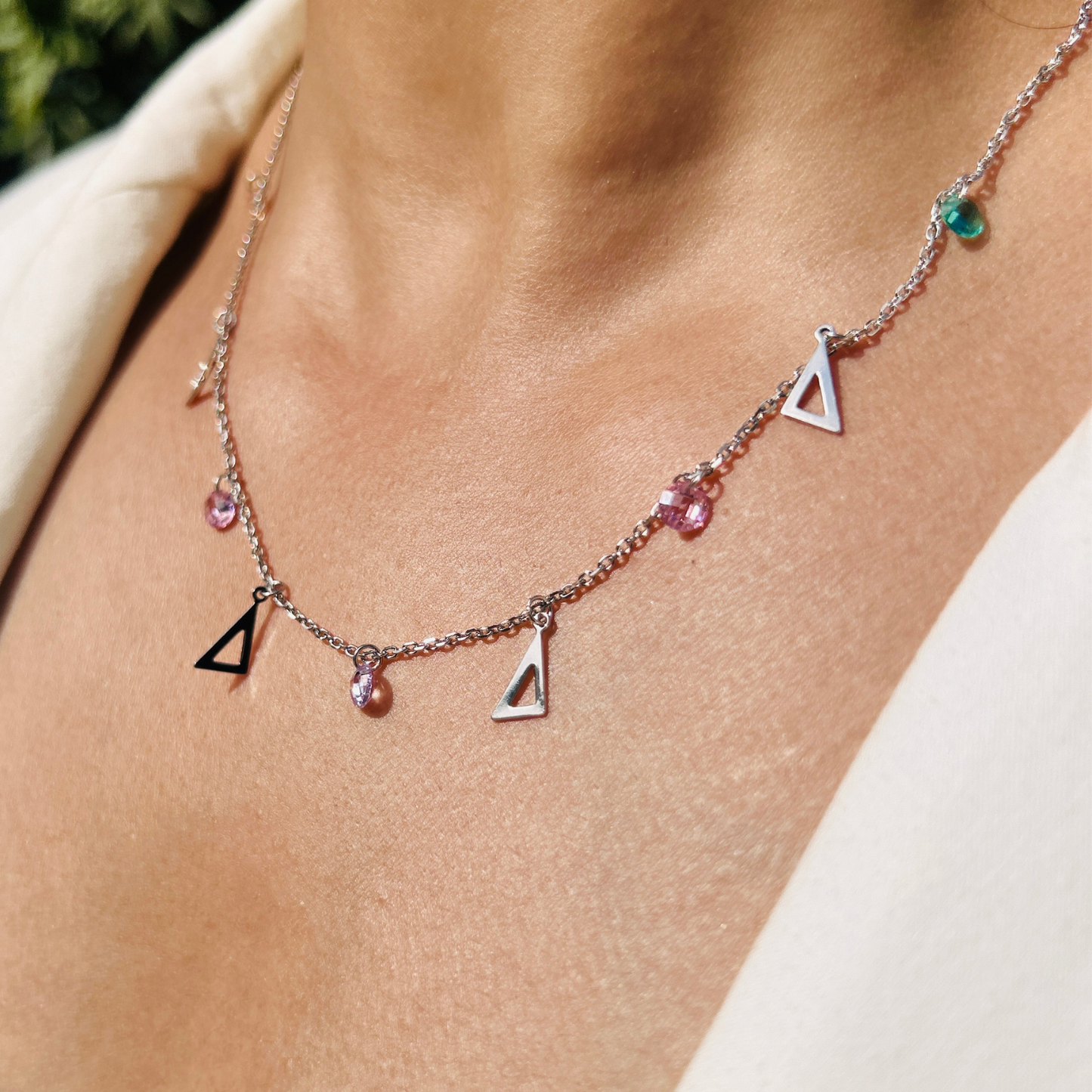 Ariva Silver Prism Charm Necklace Ariva