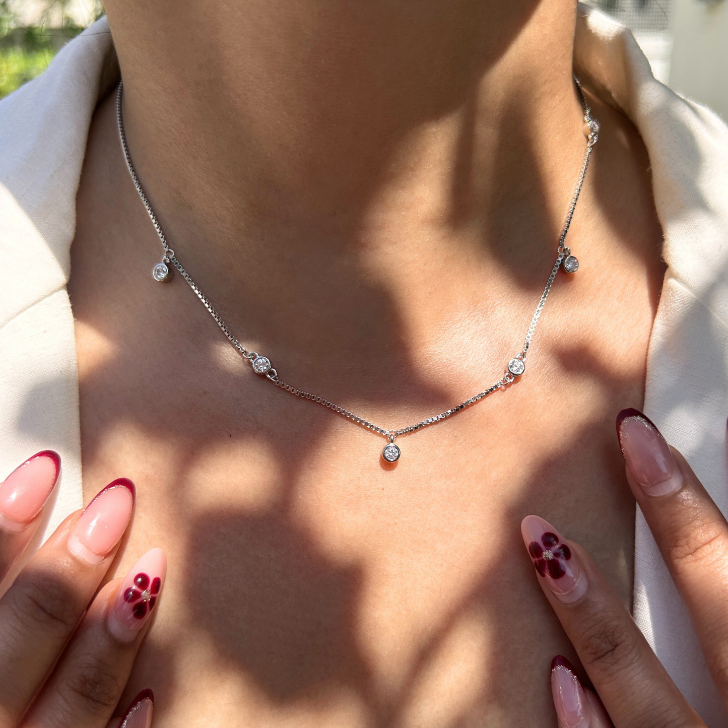 Ariva Silver Dainty Solitaire Necklace Ariva