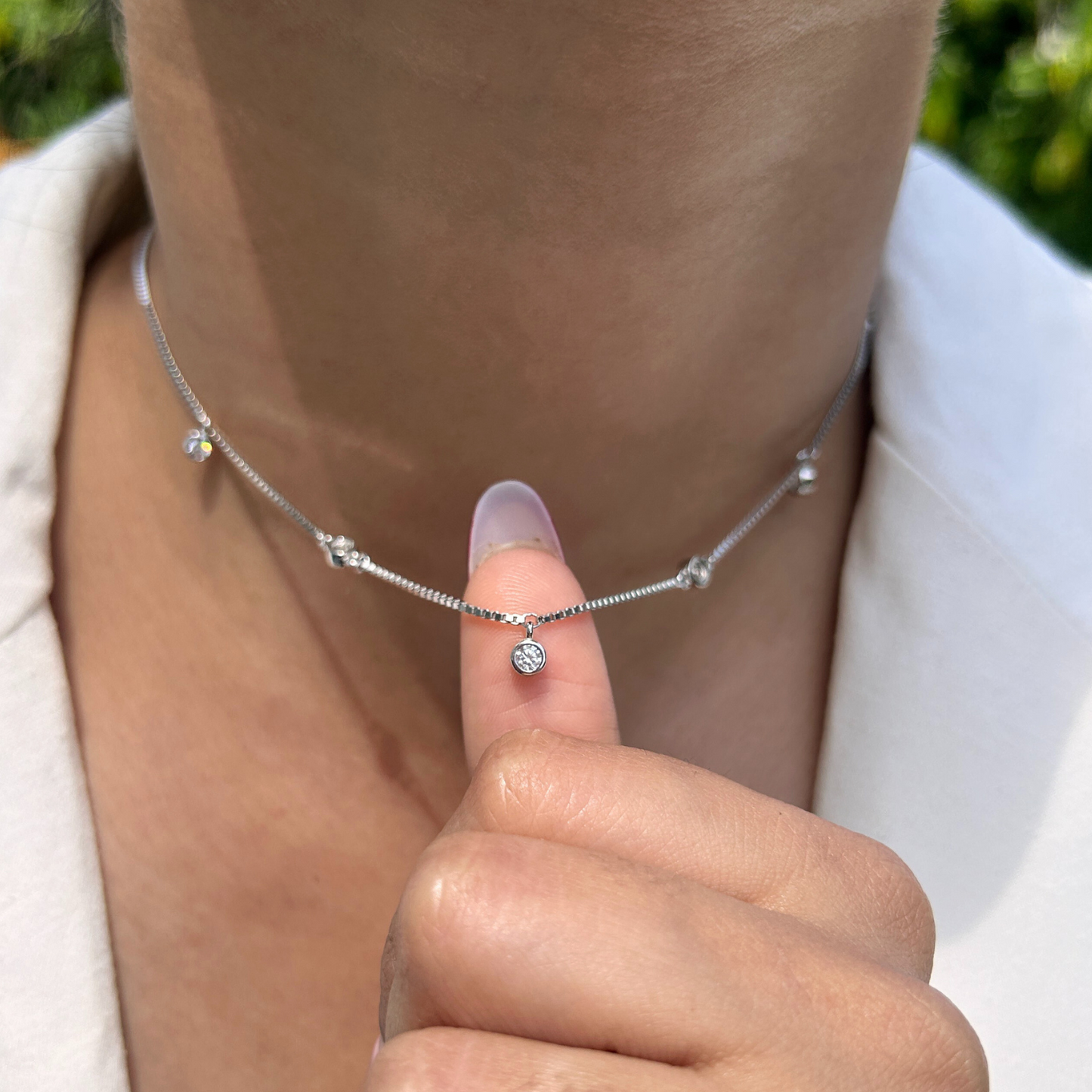 Ariva Silver Dainty Solitaire Necklace Ariva