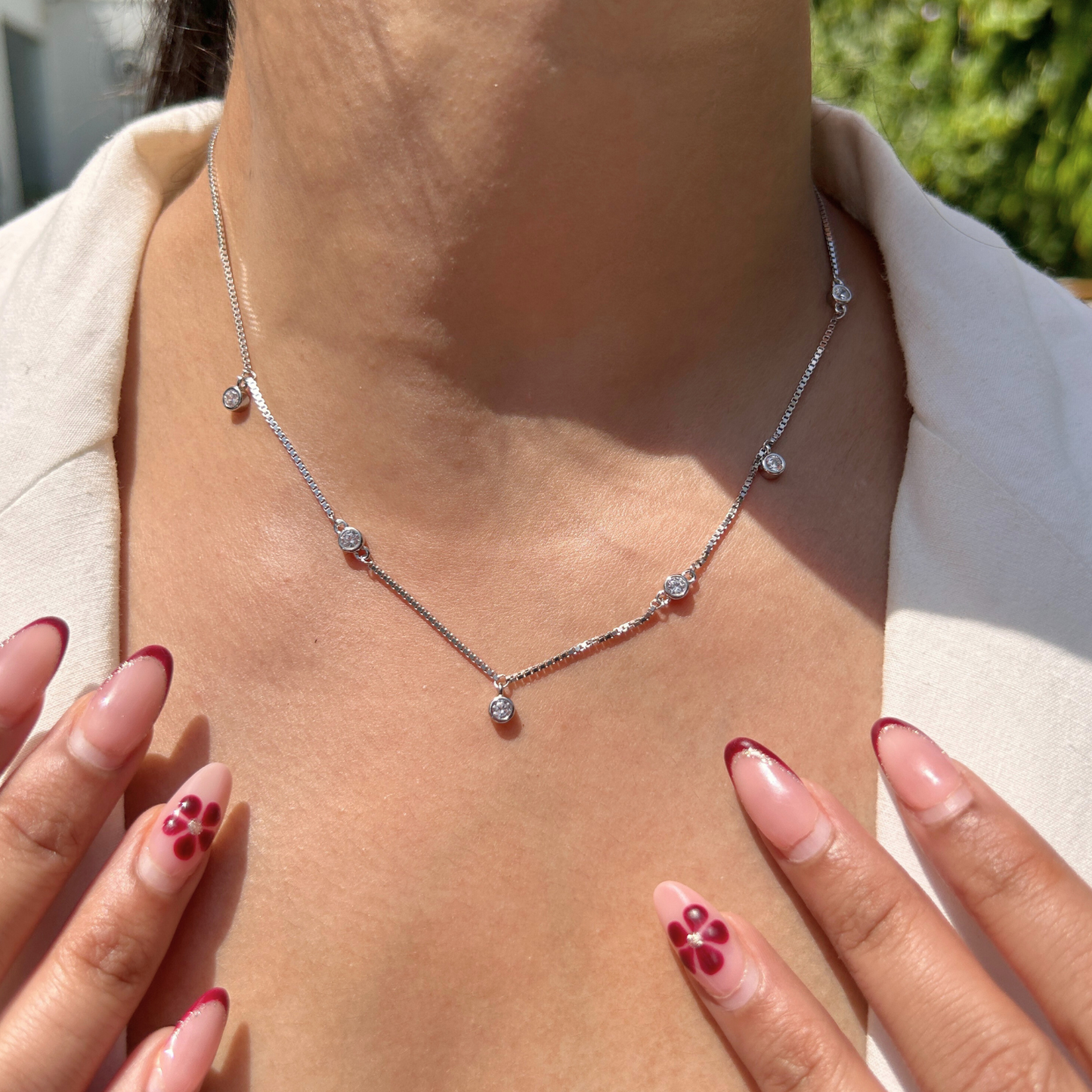 Ariva Silver Dainty Solitaire Necklace Ariva
