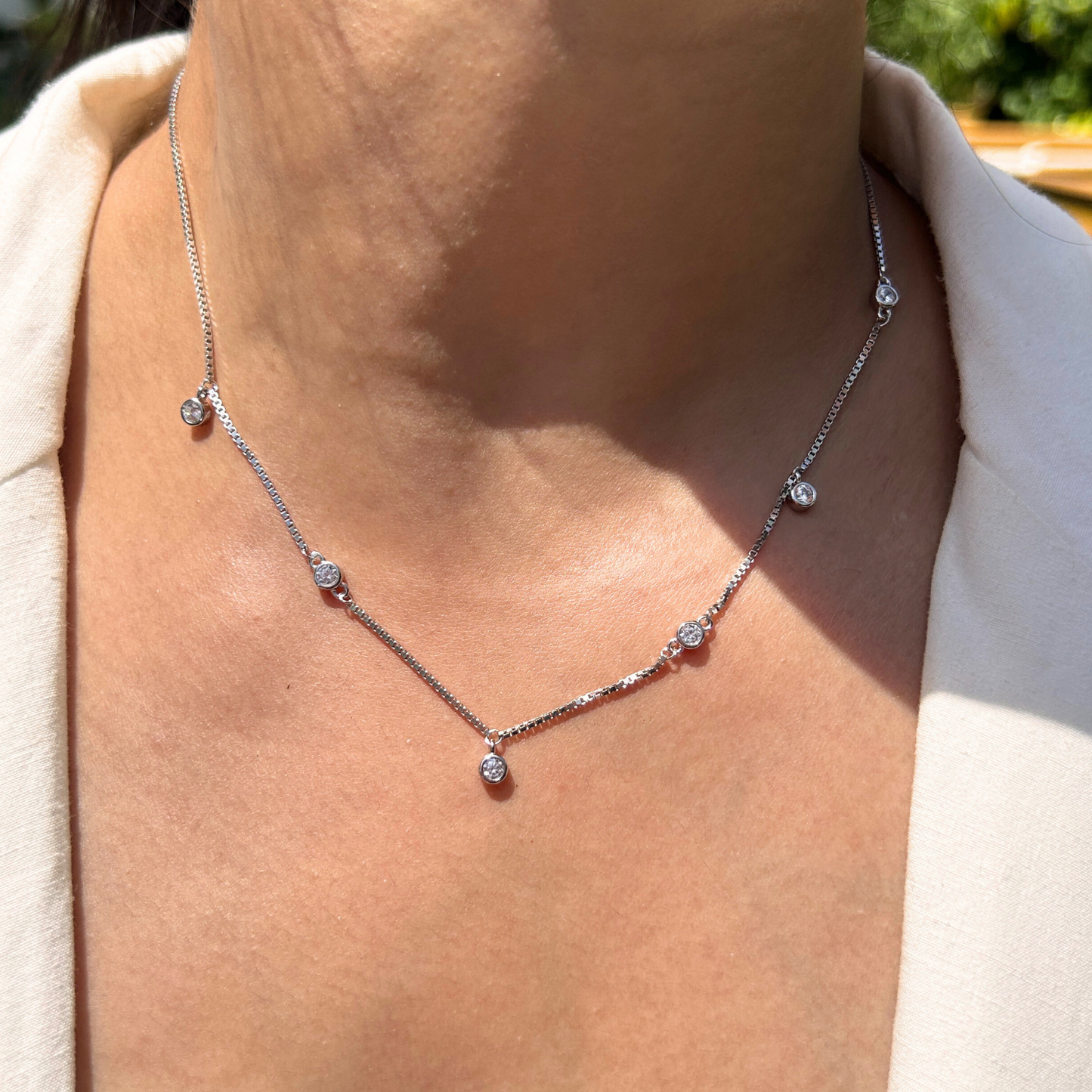 Ariva Silver Dainty Solitaire Necklace Ariva
