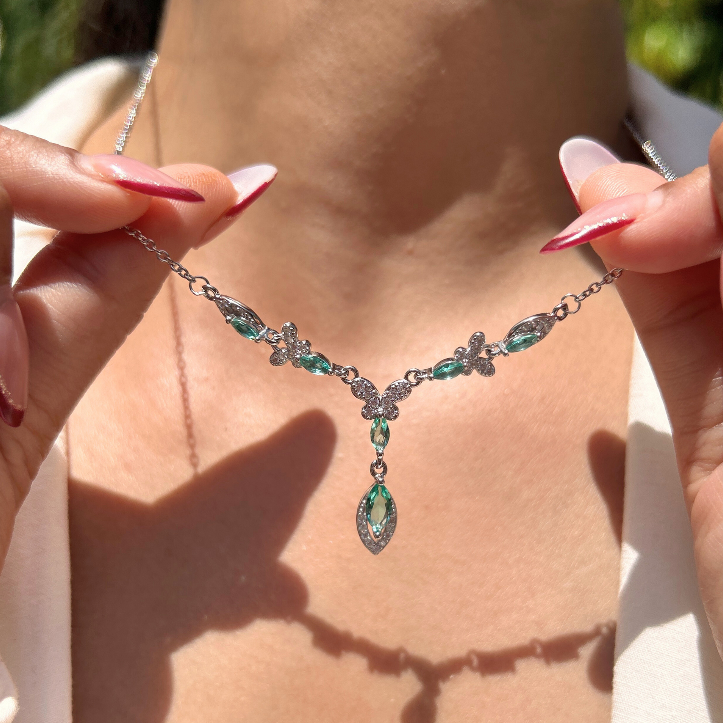 Ariva Silver Aqua Bloom Necklace Ariva