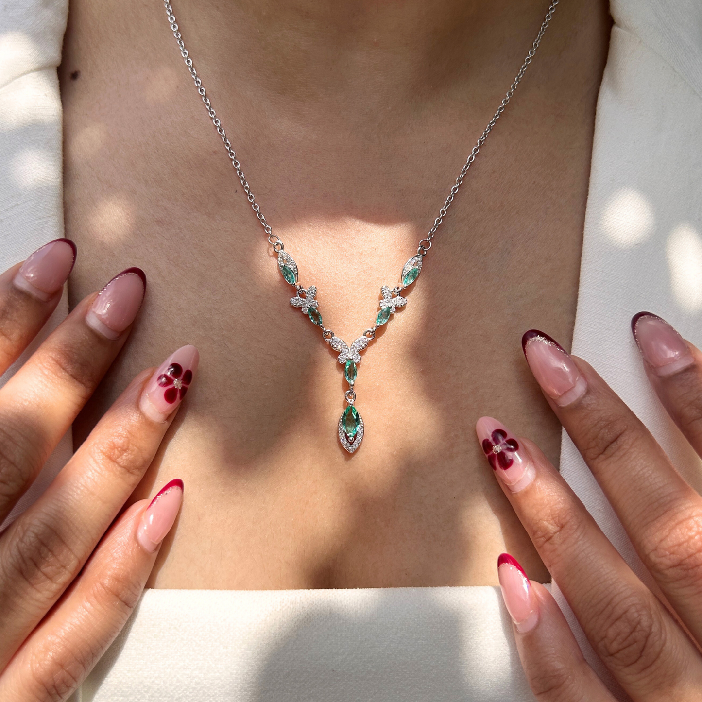 Ariva Silver Aqua Bloom Necklace Ariva