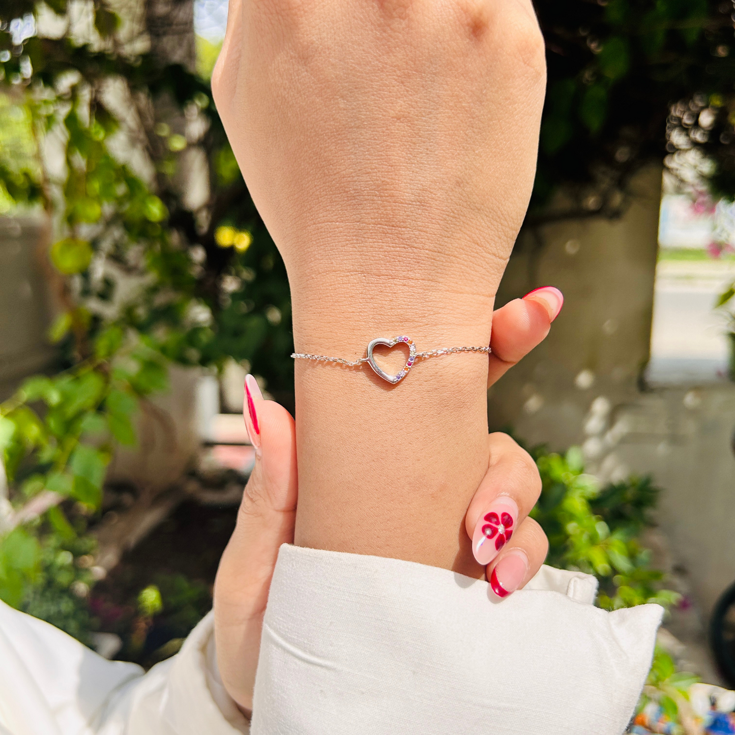 Ariva Silver Rainbow Heart Bracelet Ariva