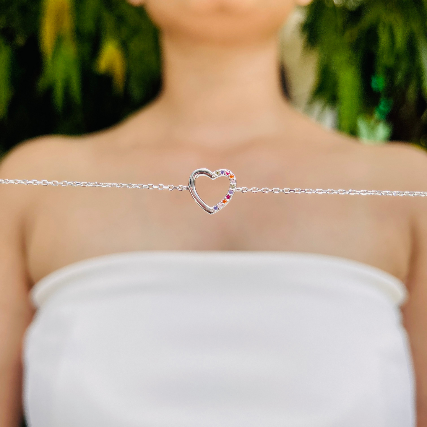 Ariva Silver Rainbow Heart Bracelet Ariva