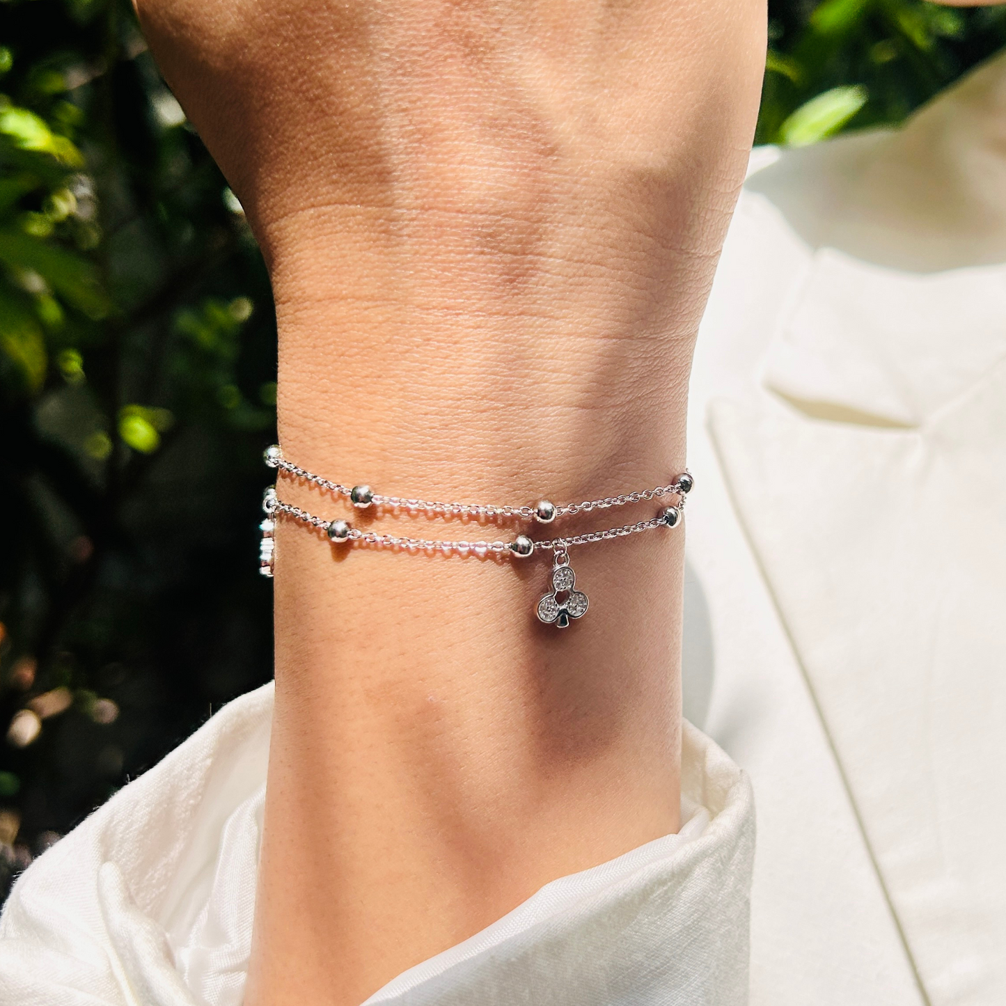 Ariva Silver Clover Charm Bracelet Ariva