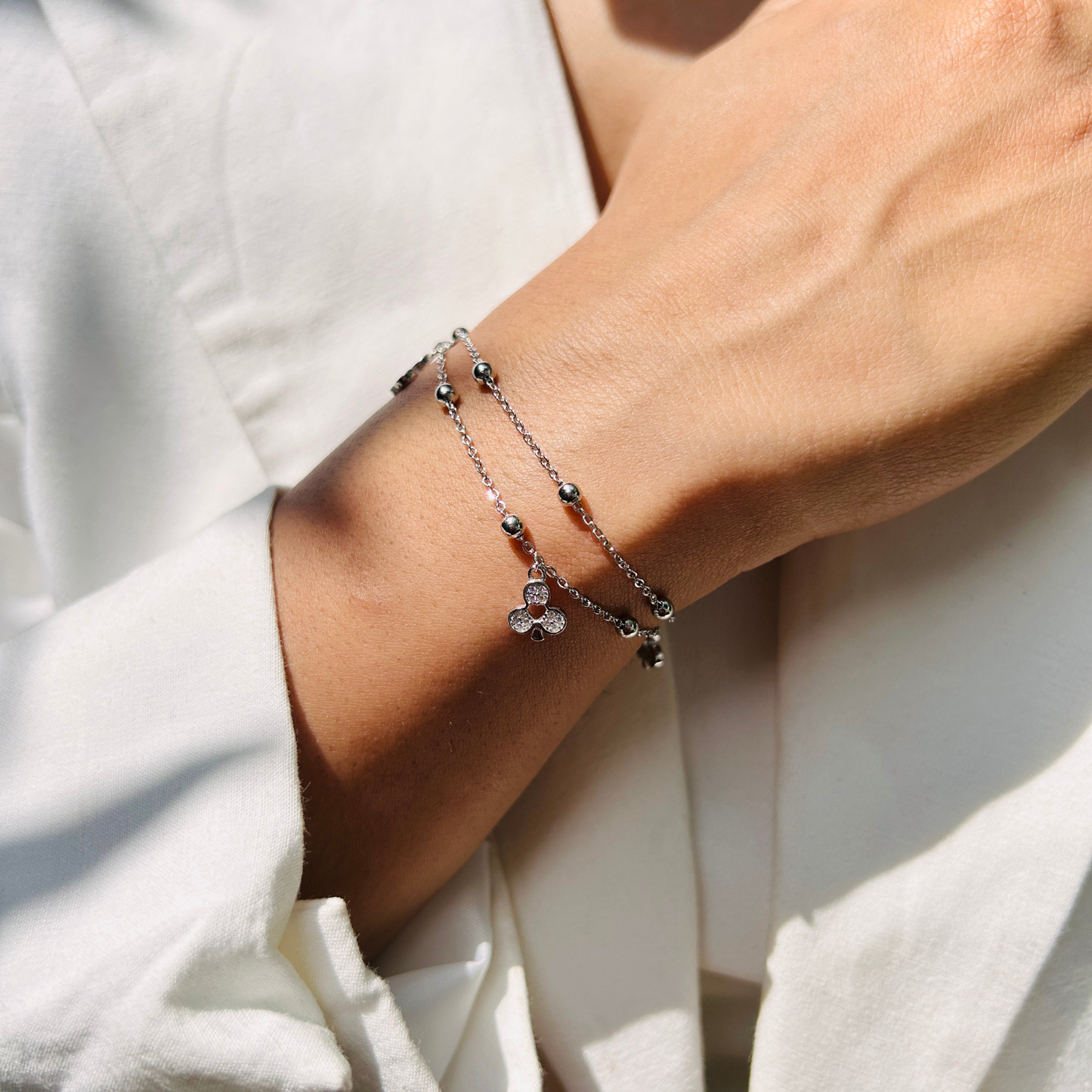 Ariva Silver Clover Charm Bracelet Ariva