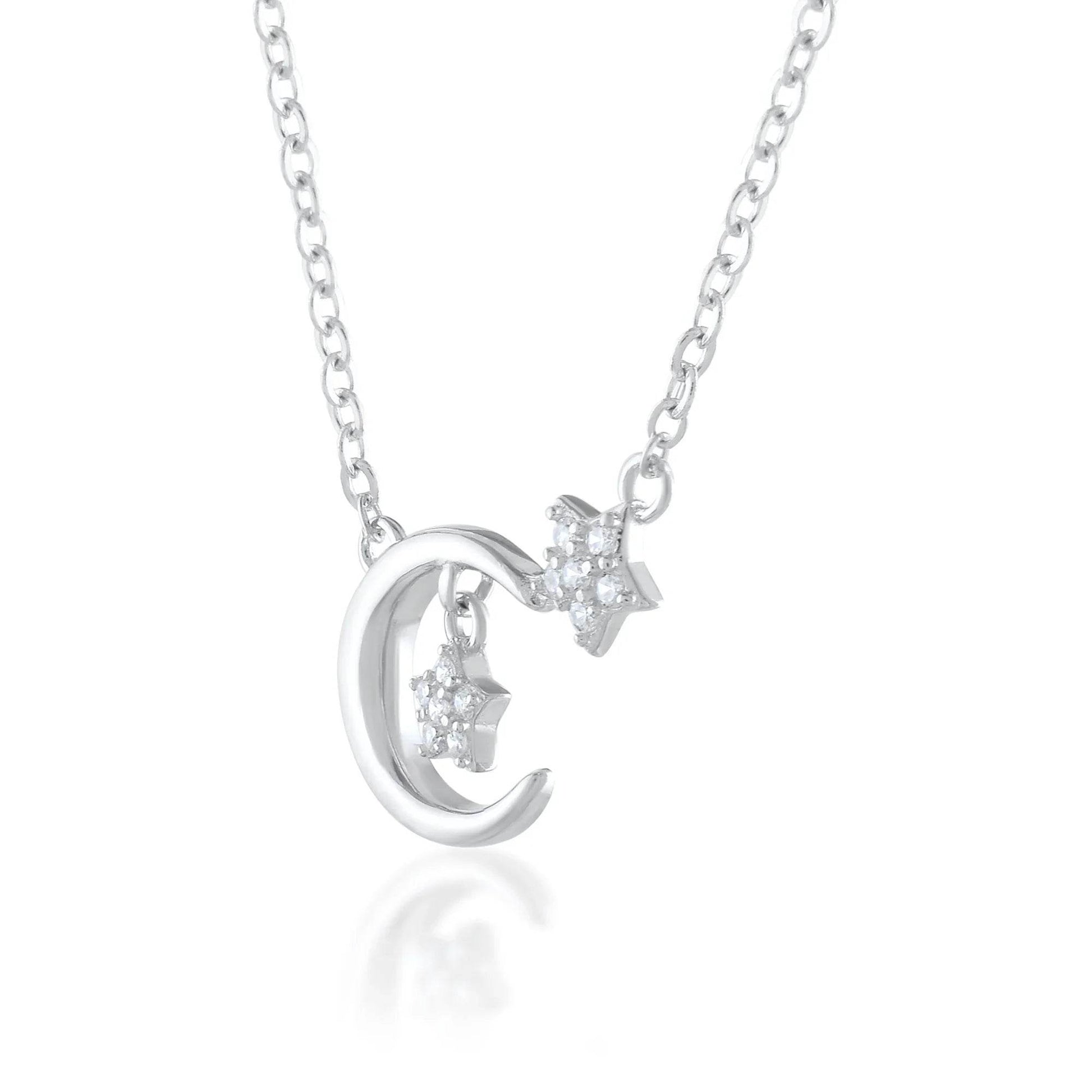 Ariva Silver Moon and Star Necklace - Ariva