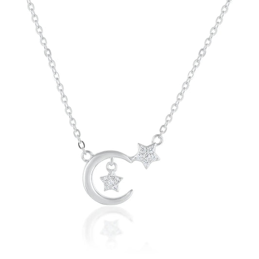 Ariva Silver Moon and Star Necklace - Ariva