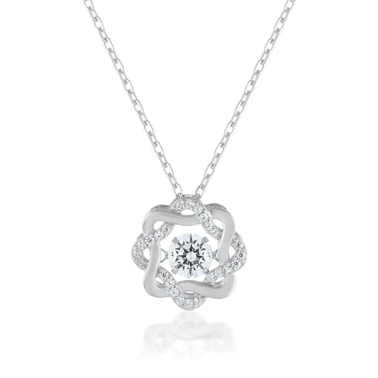 Ariva Silver Flower Necklace with Dancing Diamond - Ariva