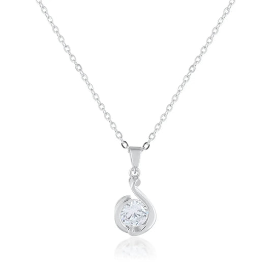 Ariva Silver Zircon Pendant with Link Chain - Ariva