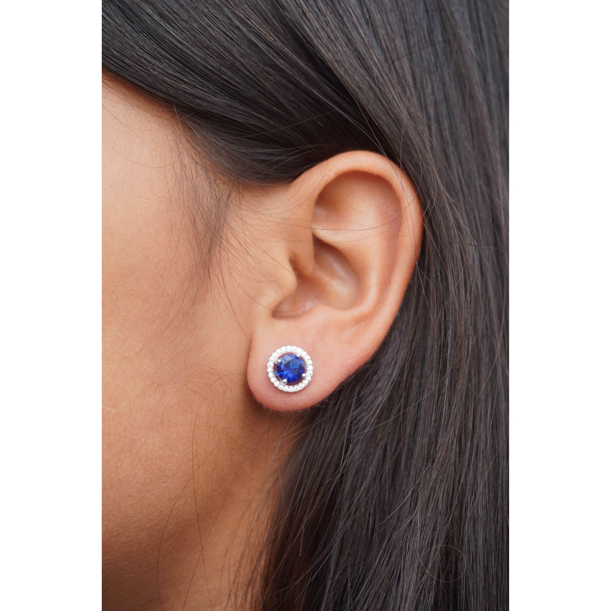 Ariva Silver Blue Studded Pendant Set - Ariva