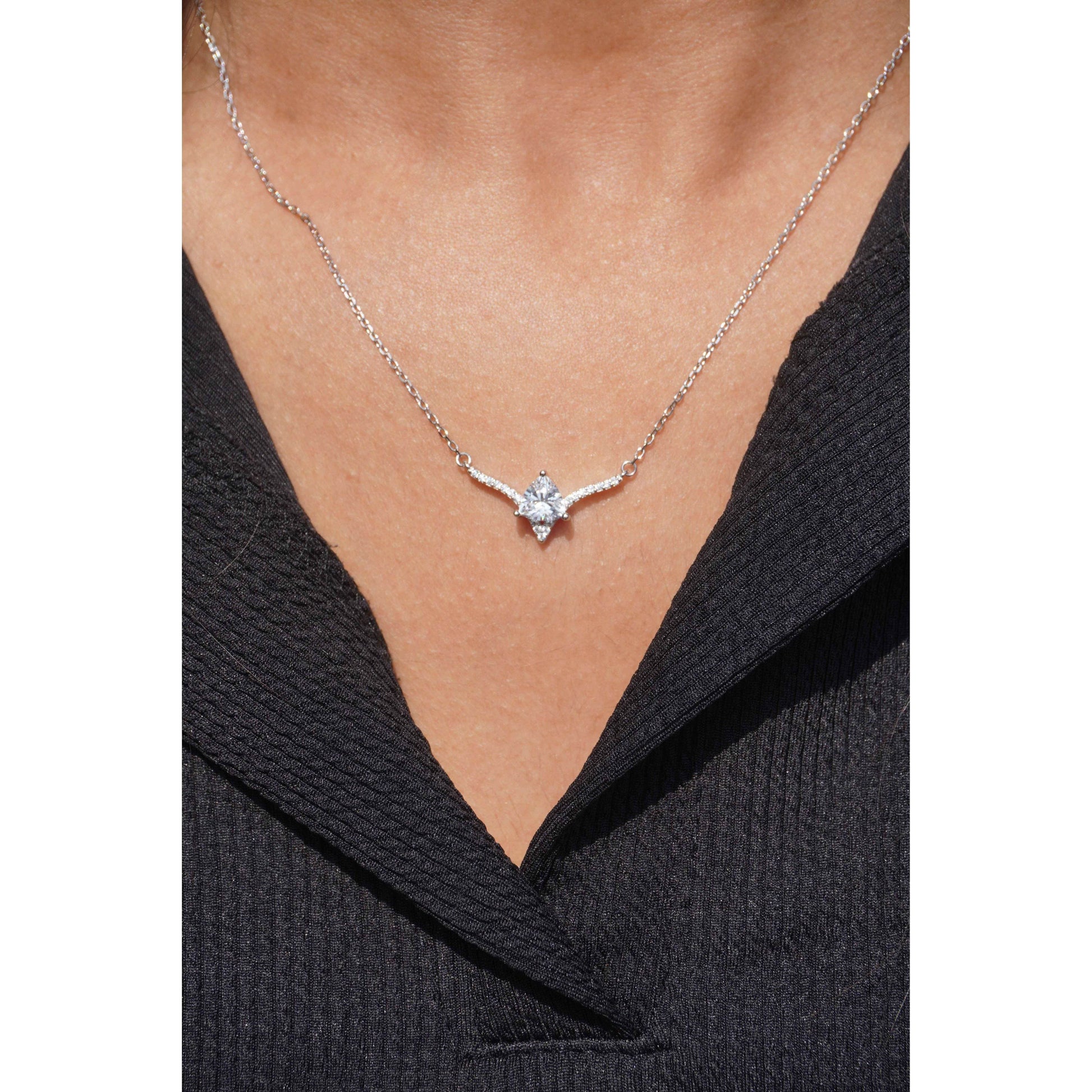 Ariva Silver Zirconia Studded Pendant Set - Ariva