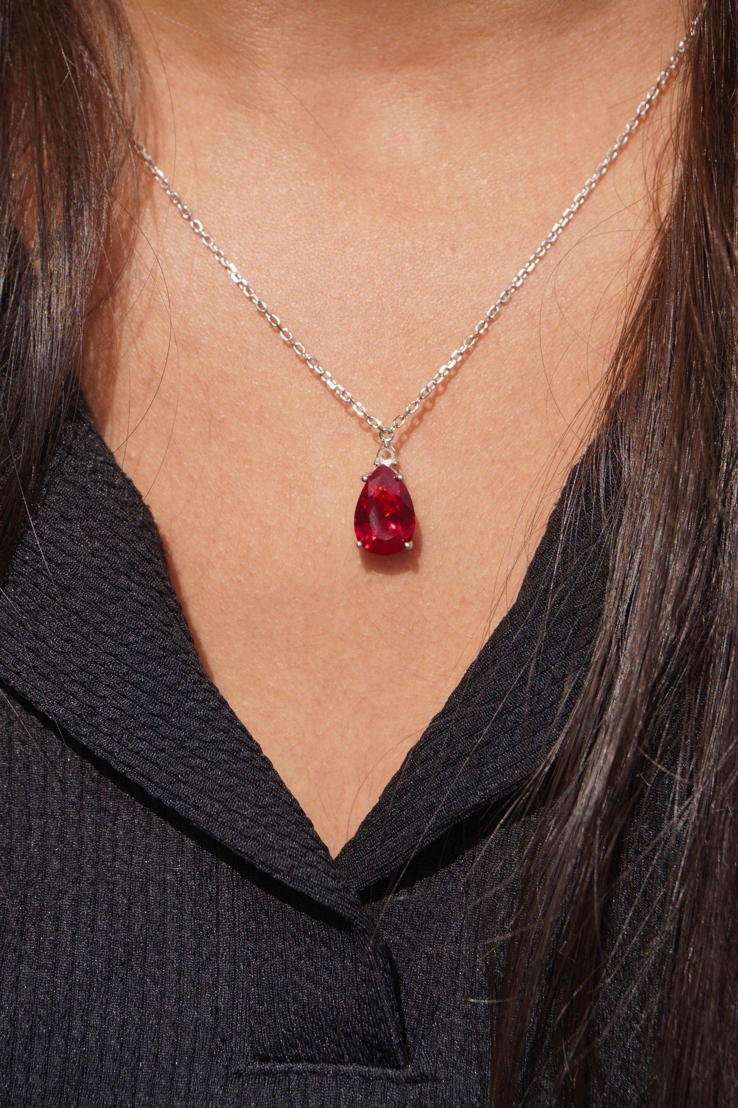 Ariva Silver Studded Wine Pendant Set - Ariva