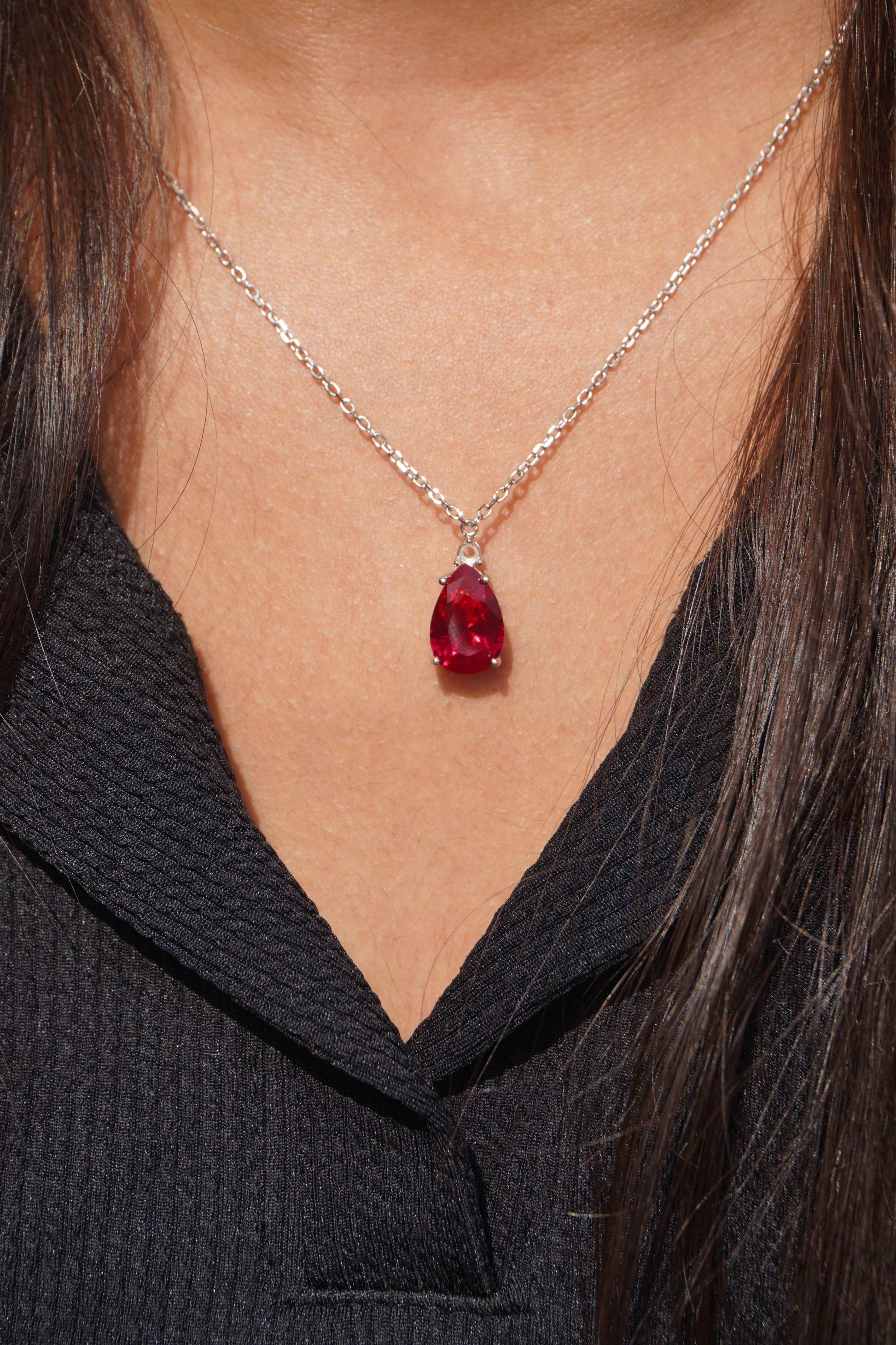 Ariva Silver Studded Wine Pendant Set - Ariva