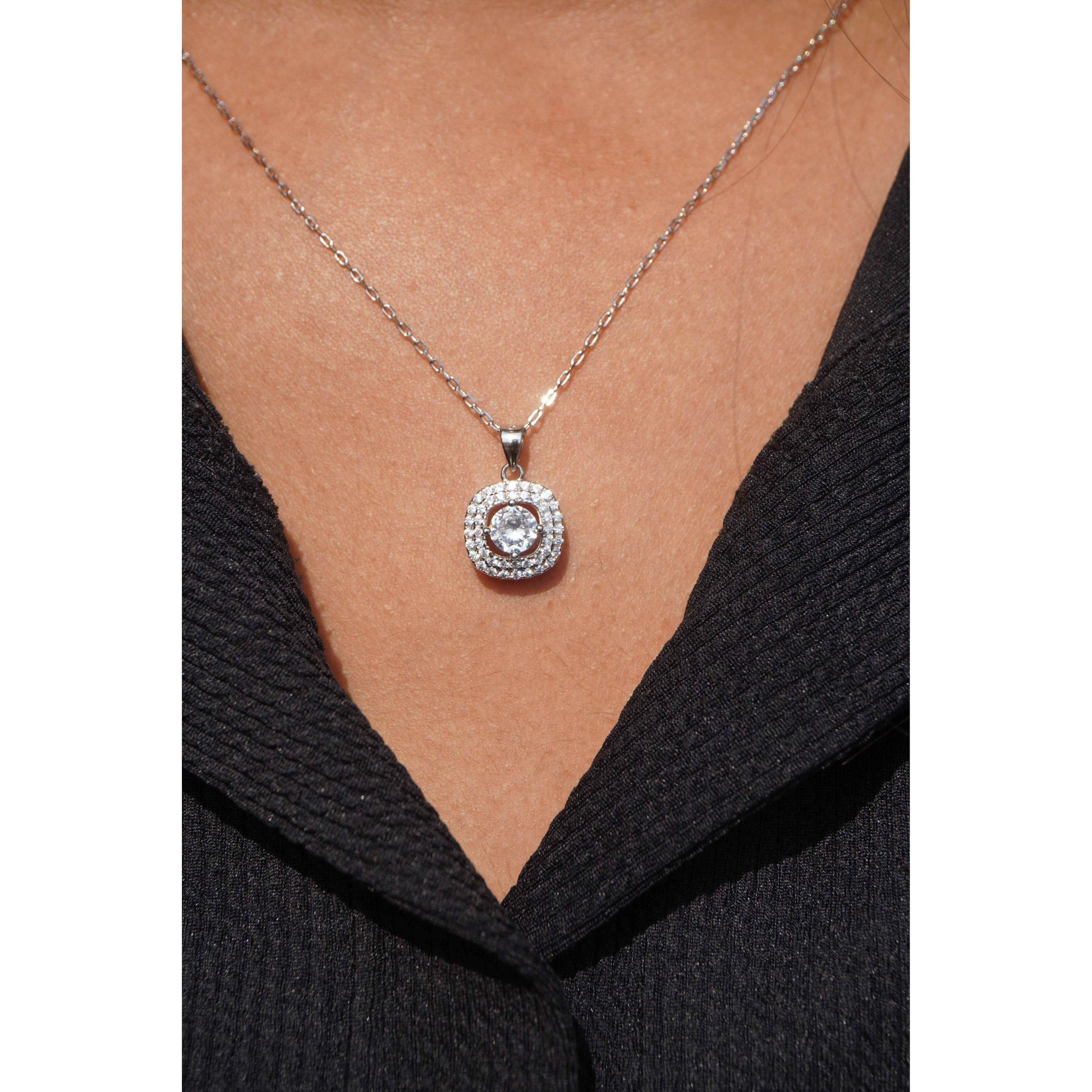 Ariva Silver Cubic Zirconia-Studded Pendant Set - Ariva