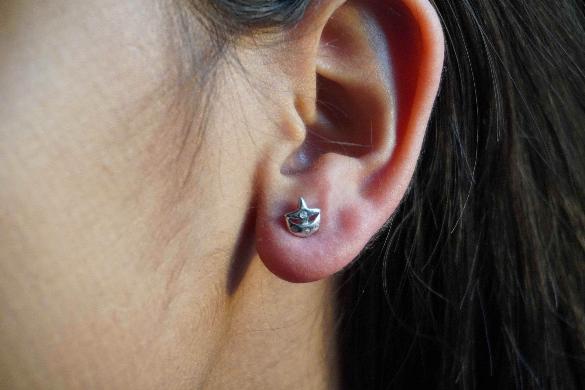 Ariva Silver Moon and Star Earring - Ariva