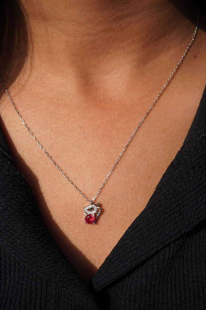 Ariva Silver Red Mouse Pendant with link chain