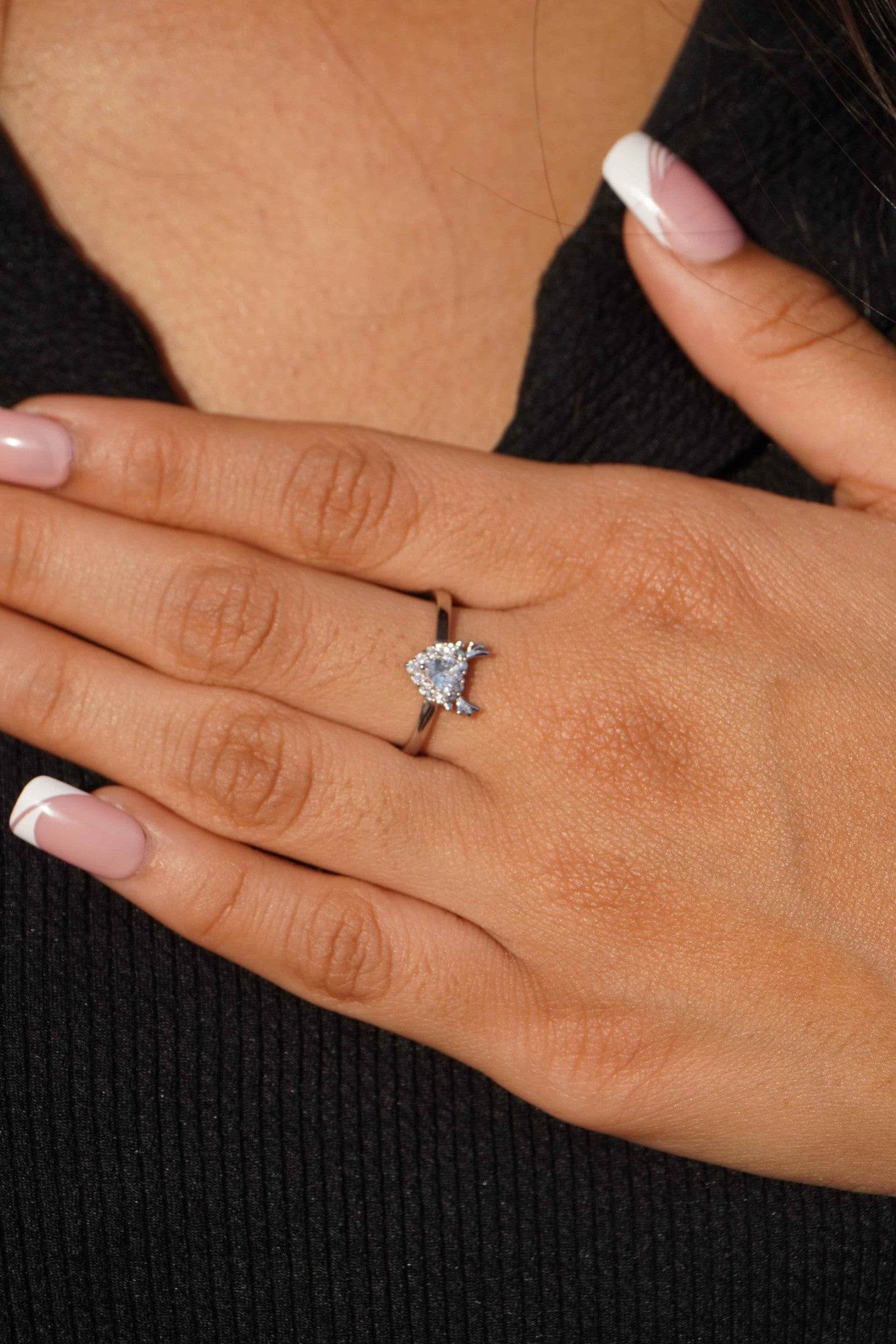 Ariva Silver Deer Heart Ring - Ariva