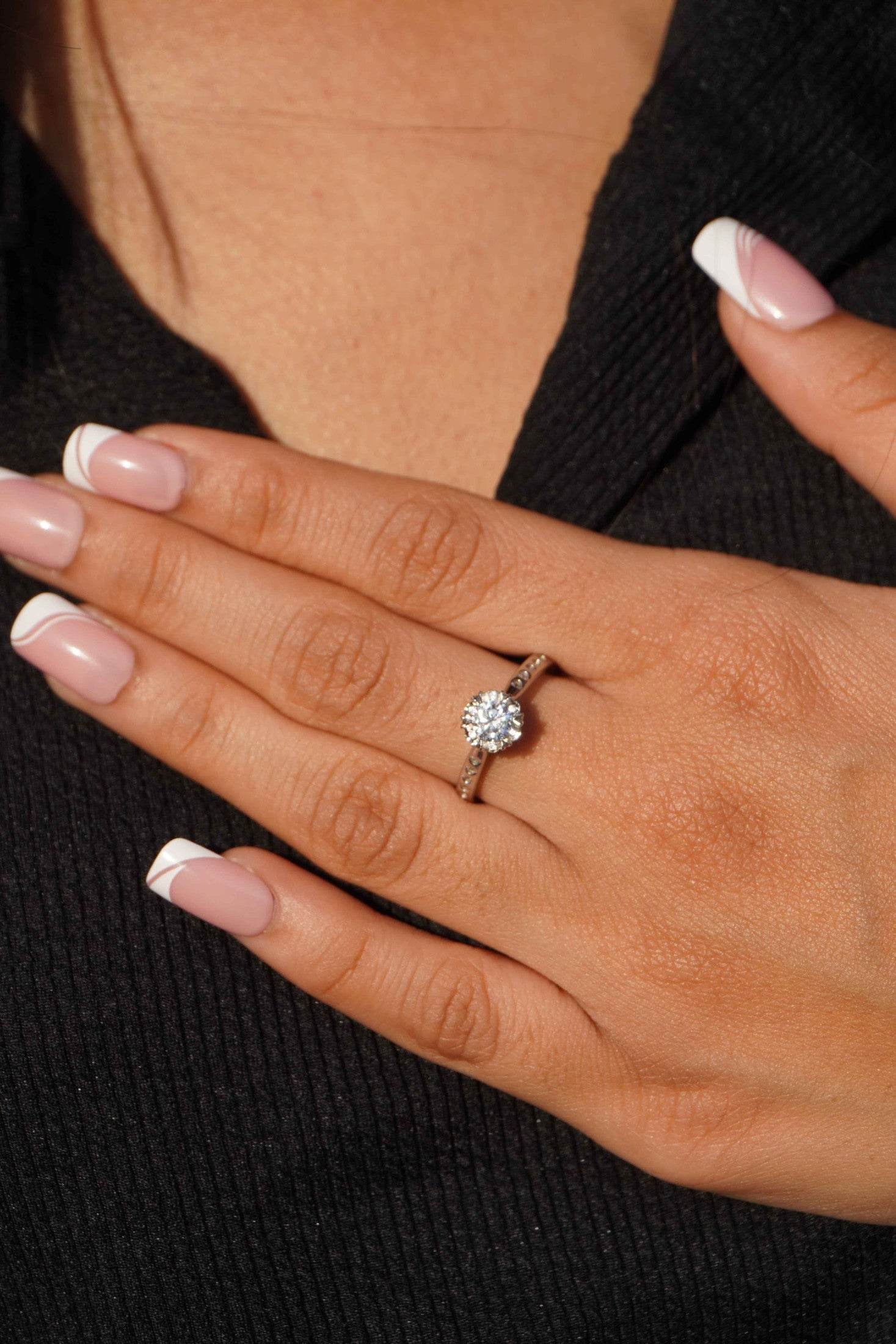 Ariva Silver Flower Engagement Ring - Ariva