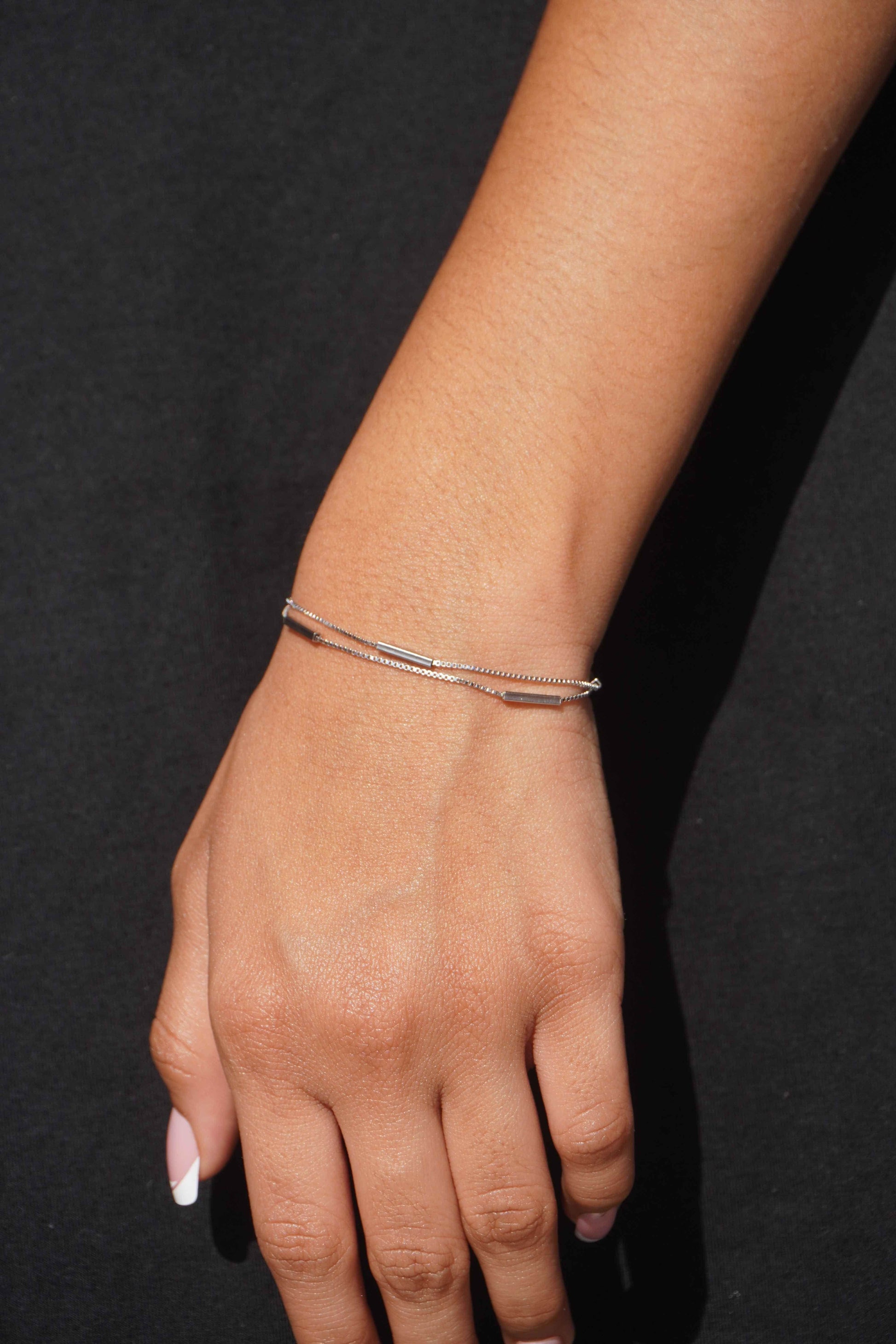 Ariva Silver Double layer Dangle Bracelet - Ariva