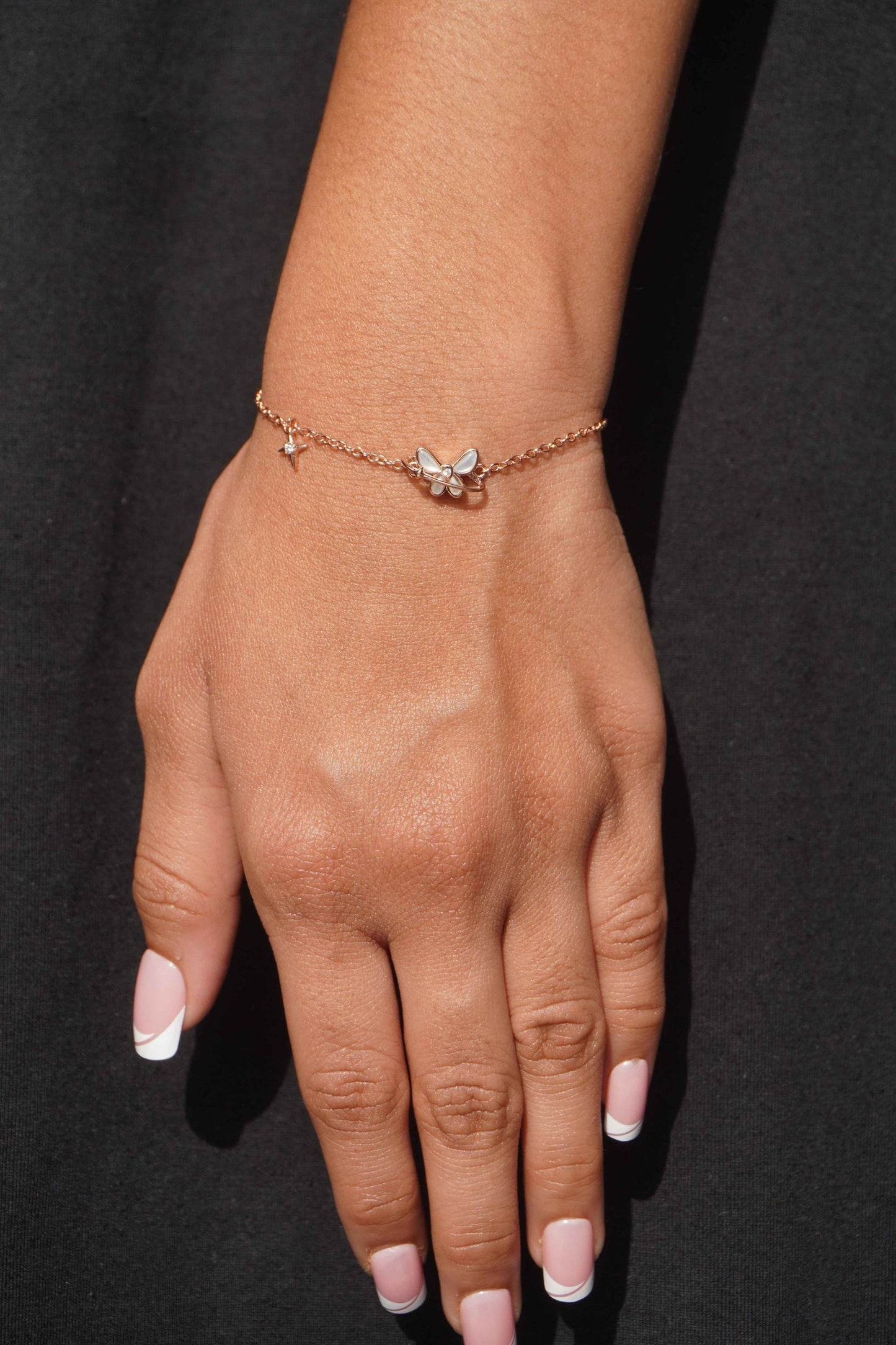 Ariva Silver Rose Gold Butterfly Bracelet - Ariva