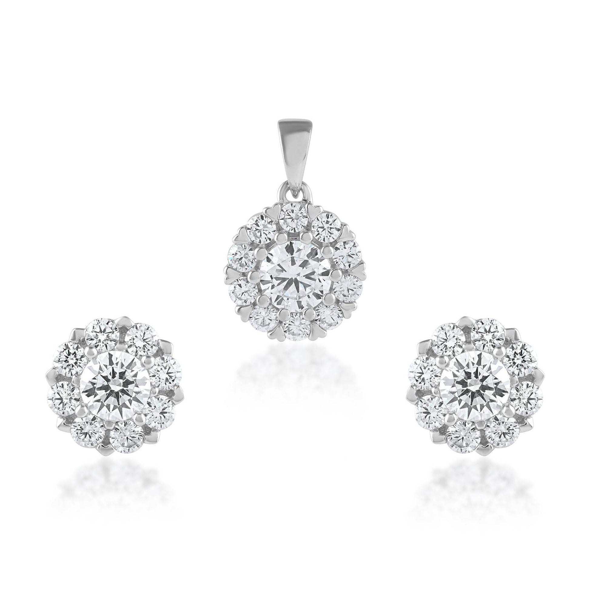 Ariva Silver White Zirconia Pendant Set - Ariva