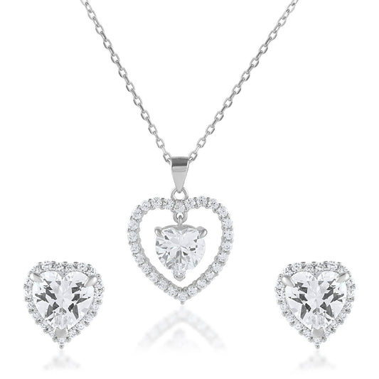 Ariva Silver Heart Pendant Set - Ariva