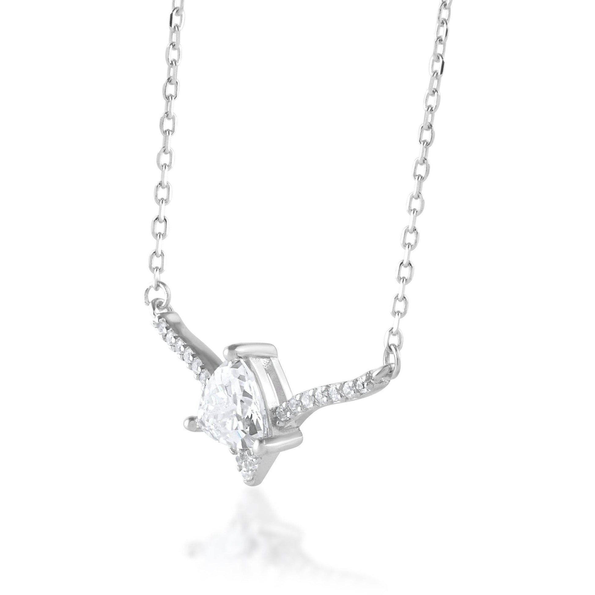 Ariva Silver Zirconia Studded Pendant Set - Ariva