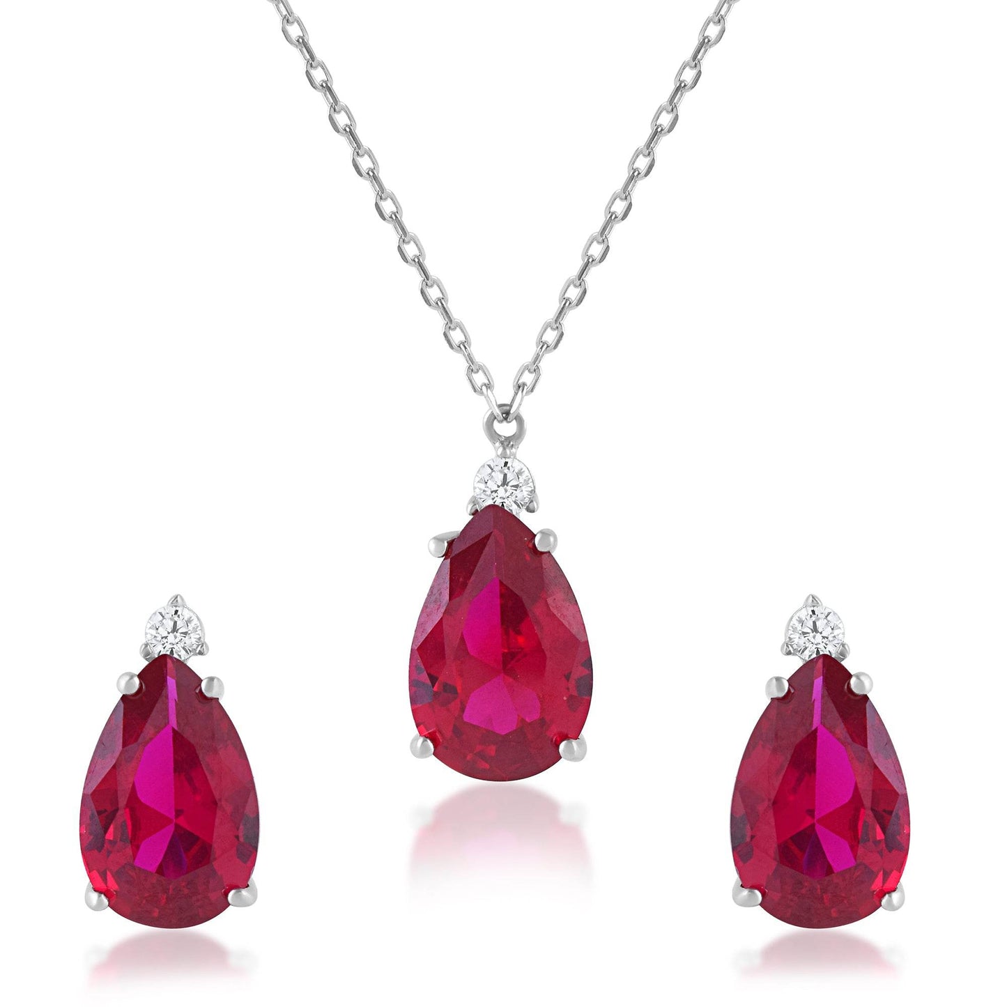 Ariva Silver Studded Wine Pendant Set - Ariva