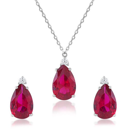 Ariva Silver Studded Wine Pendant Set - Ariva