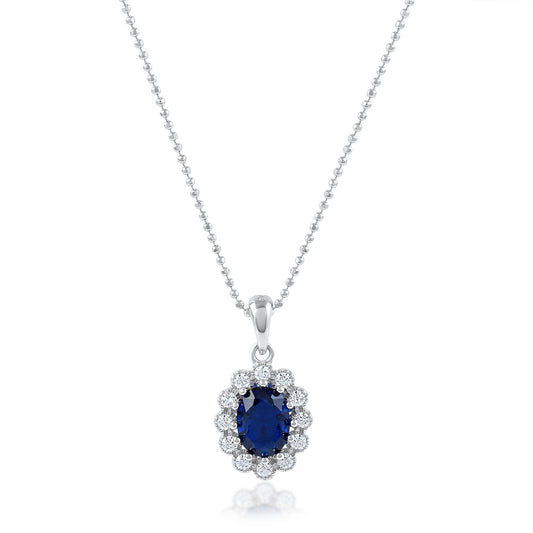 Ariva Silver Royal Blue Halo Pendant Ariva