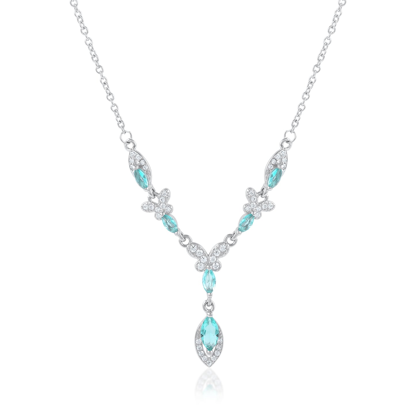 Ariva Silver Aqua Bloom Necklace Ariva