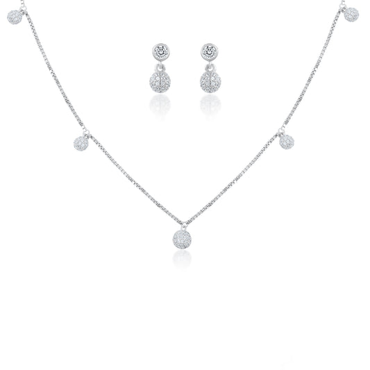 Ariva Silver Sparkle Drop Necklace Set Ariva