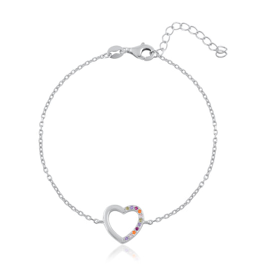 Ariva Silver Rainbow Heart Bracelet Ariva