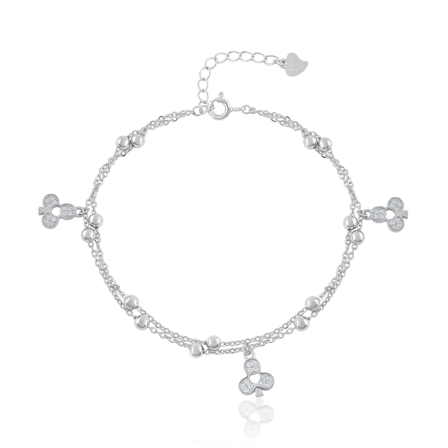 Ariva Silver Clover Charm Bracelet Ariva
