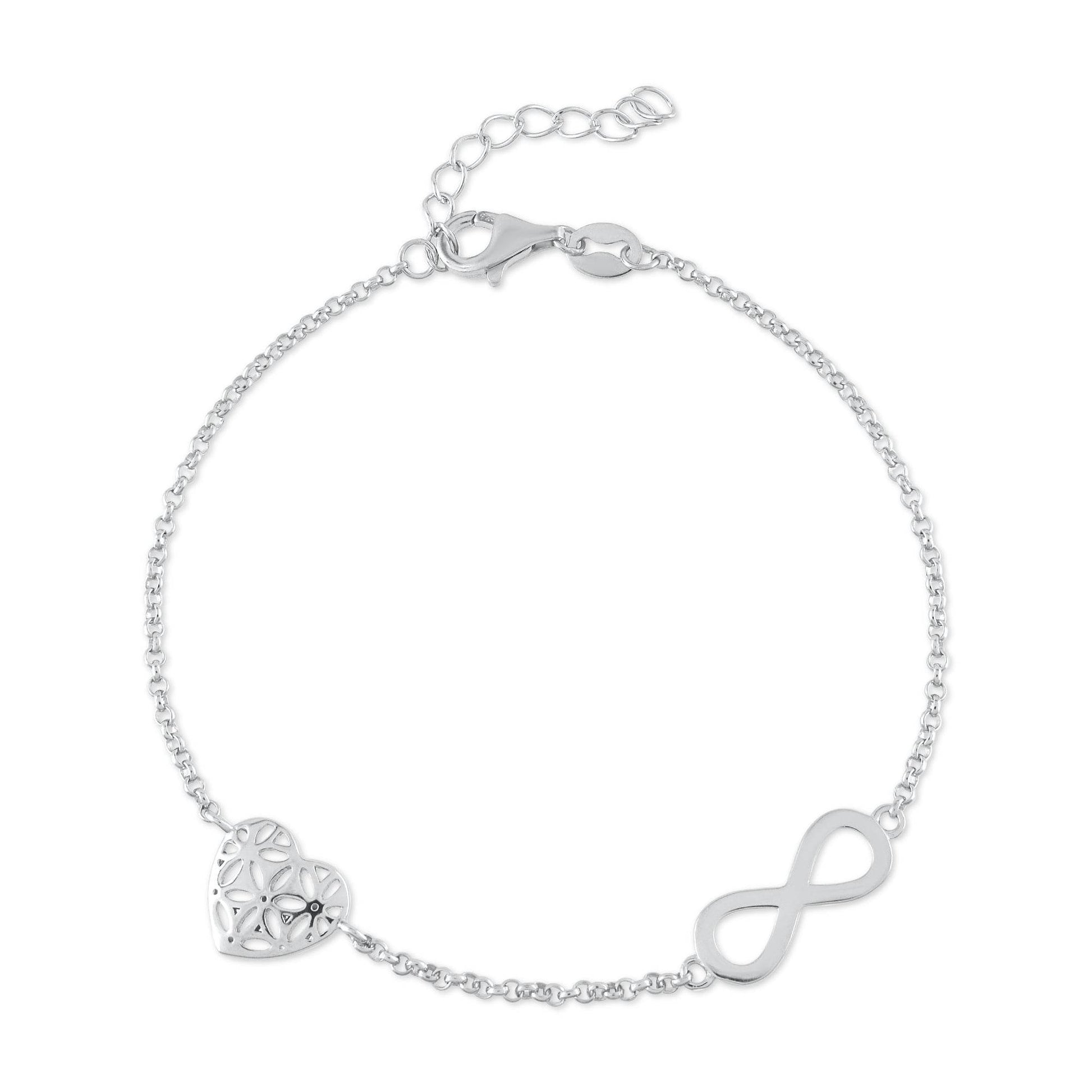 Ariva Silver Infinity Heart Bracelet - Ariva