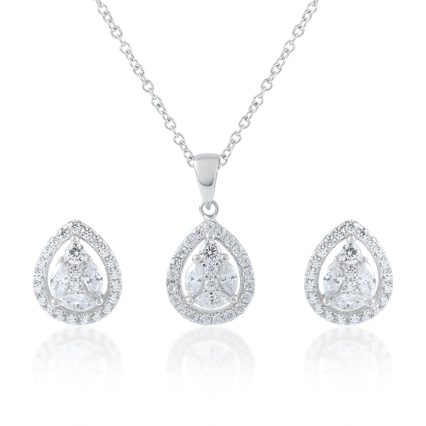 Ariva Silver Teardrop Pendant Set Ariva