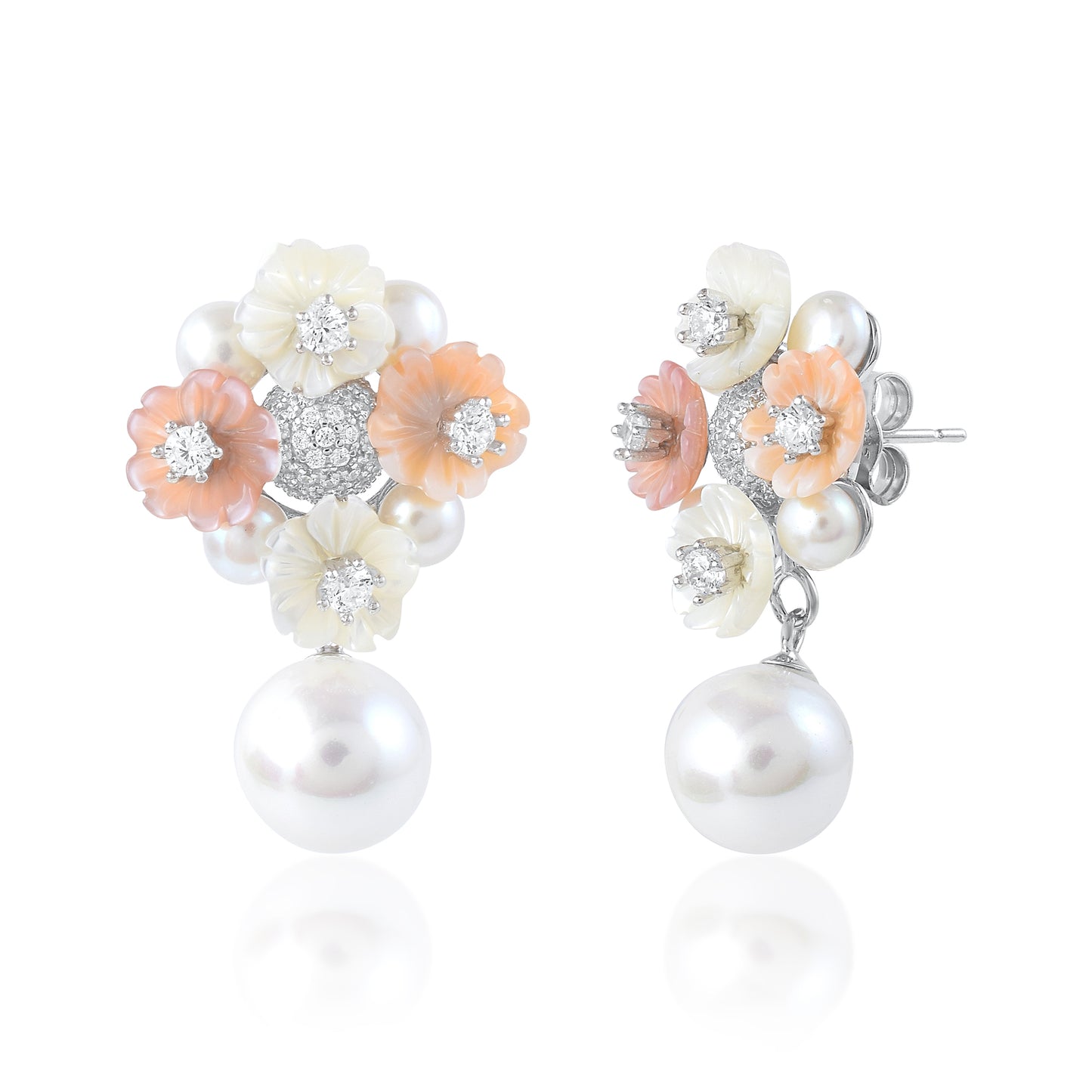 Ariva Silver Blossom Pearl Pendant Set Ariva