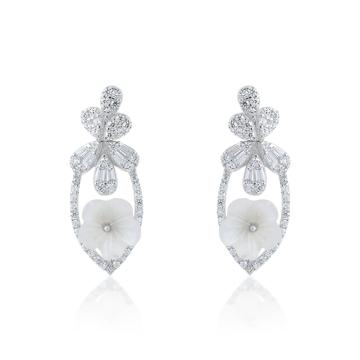 Ariva Silver Blossom Teardrop Earrings Ariva