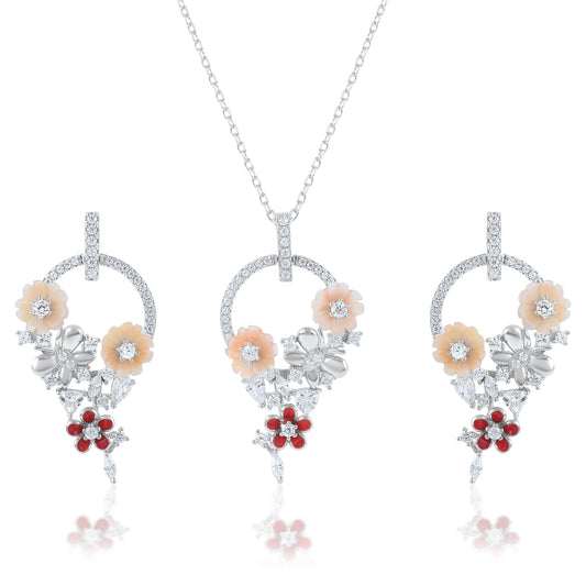 Ariva Silver Garden Charm Pendant Set Ariva